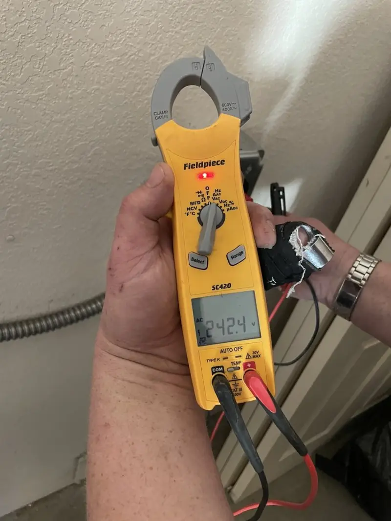 Voltage testing with clamp meter during Hot Tub / Pool Electrical Wiring in Veneta